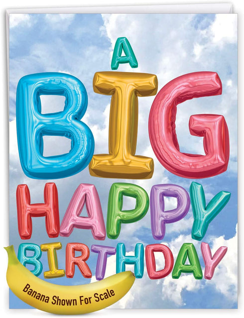 NobleWorks - 1 Jumbo Happy Birthday Greeting Card - 8.5 x 11 Inch - Group Celebration, Appreciation Stationery