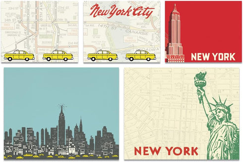 Cavallini Papers Sticky Notes, New York, Set of 5