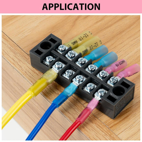Sanuke 105Pcs 22-16 AWG #8 Heat Shrink Ring Terminals, Red, Marine Grade Waterproof Wire Connectors