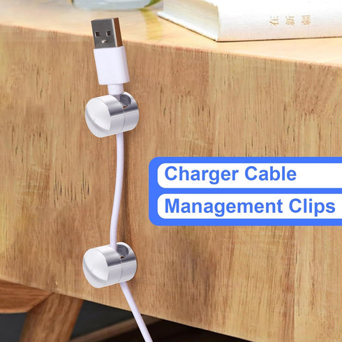 SmallCat 5 Sets Charger Holders for Cords, Silver Adjustable Cable Anchor Holders, Adhesive Metal Cord Clips, Cable