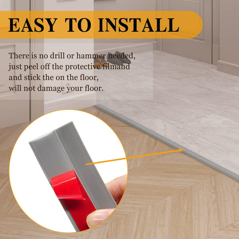 Carpet & Floor Edging Trim Strip, Self Adhesive PVC Floor Transition Strip for Doorways with Height Less Than 3 MM