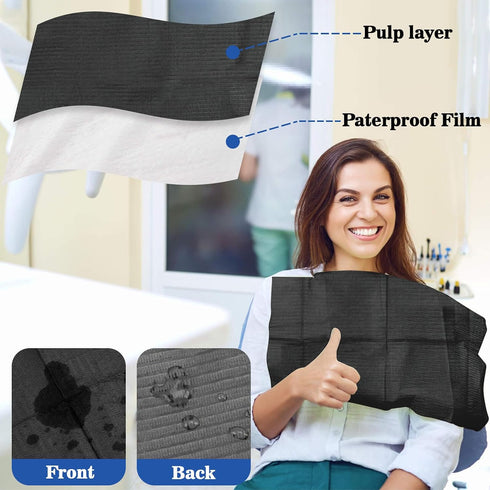 60pcs Dental Bibs Disposable - Dental Bibs Dentist Tattoo Bibs Black Nails Bibs Towels Table Covers Dental Pads Mats