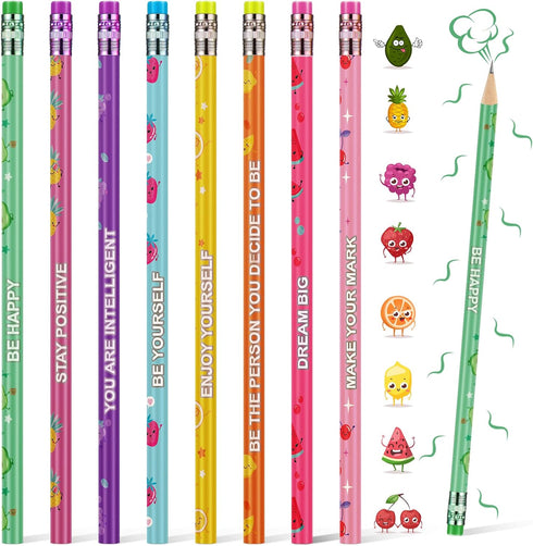 Leinuosen Scented Pencils, 96 Pieces, Colorful Smelly Pencils with Eraser, Cute Fruit Designs for Kids