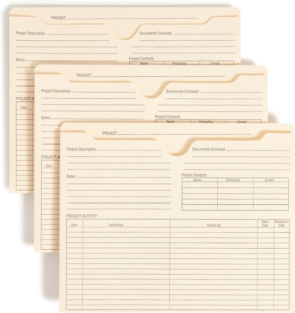 Smead Project File Jackets, 25 Count, Manila, Reinforced Tabs, Letter Size, 2" Expansion