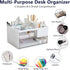 Desk Drawer Organizer, White Storage Box with 2 Drawers and 4 Compartments for Multifunctional Desk Accessories