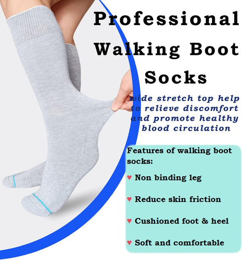 Aisesine 2 Walking Boot Sock Replacement Extra-Wide Knee High Socks for Foot Brace,Fracture Boot Men & Women Pairs