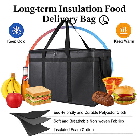 3-Pack Warmer/Frozen Bodaon Insulated Food Delivery Bag, XXXL Pizza Cooler Bags, Rideshare Delivery Bag, Thermal