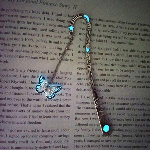 Luminous Bookmark, Retro Glow in The Dark Book Markers with Pendant, Holiday Gifts for Women Men Lovers
