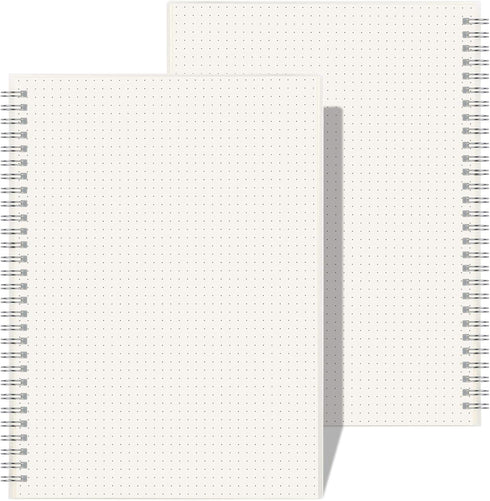 RETTACY Bullet Dotted Journal 2-Pack, B5 Dotted Grid Spiral Notebook, 160 Pages, 100 GSM Premium Paper