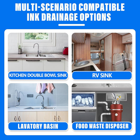 Double Sink Drain Kit, Flexible Sink Drain Pipe P Trap 1-1/2 & 1-1/4 Fits Kitchen Bathroom, Gray