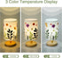 5W 3Color Pressed Flowers Table Lamp LED Temperatures Dried Flower Bedside Lamp Linen Shade with Wood Base for Bedroom