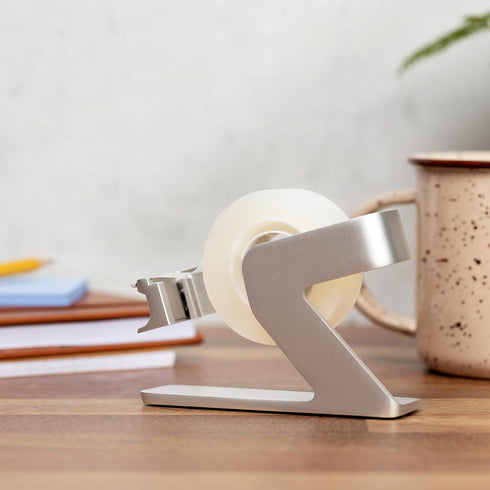 ELYPRO Modern Tape Dispenser - Elegant Minimalist Design, Heavy Metal, Space-Saving for Office & Home Use, Bonus Tape