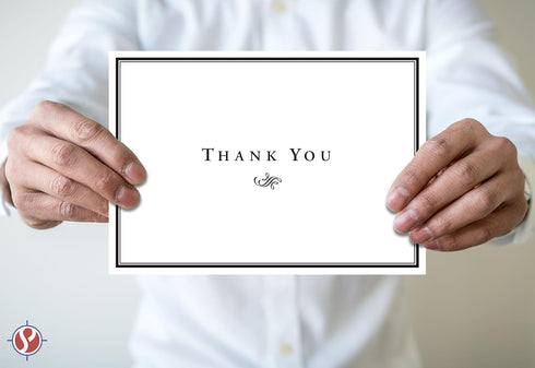 Set 25, 5x7" Thank You Cards For Small Business, Bulk of Folding Greetings, Ships Flat, Blank Inside + Envelopes