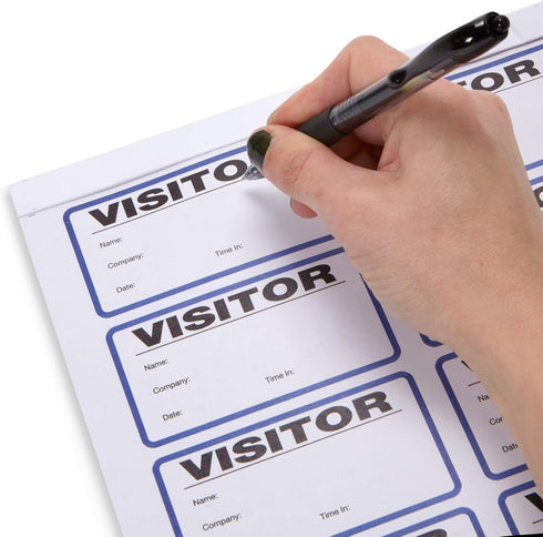 Blue Summit Supplies Visitor Badge Log Book with Duplicate Record, 250 Stickers per Pack, School Visitor Stickers