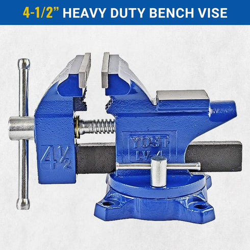 Yost Vises LV-4 Homeowner's Vise - 4.5 Inch Jaw Width, 3 Inch Jaw Opening, Secure Grip with Swivel Base