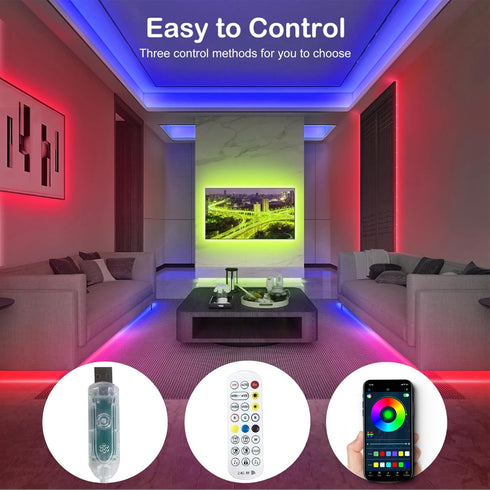 Bvokon 10FT IP68 5V RGB LED Strip Lights Outdoor Waterproof, USB Powered, Music Sync Bluetooth APP/RF Remote Control