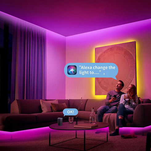 16.4ft KSIPZE Smart WiFi LED Strip Lights, RGB+IC LED Lights for Bedroom Work with Alexa,APP Control, Music Sync, DIY