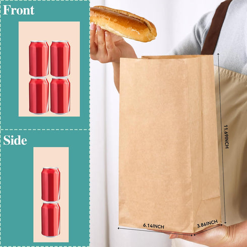 8 LB Bags,100 Count MUCHII Paper Lunch Brown Paper Bags for Lunches, Snacks, Take Out and Small Items