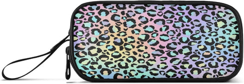 Gredecor Rainbow Leopard Big Capacity Pencil Case, Pastel Leopard Spots Pouch Bag for Students, School Office Supplies