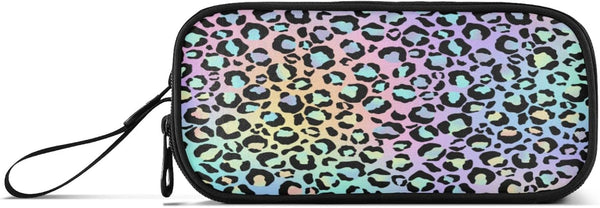 Gredecor Rainbow Leopard Big Capacity Pencil Case, Pastel Leopard Spots Pouch Bag for Students, School Office Supplies