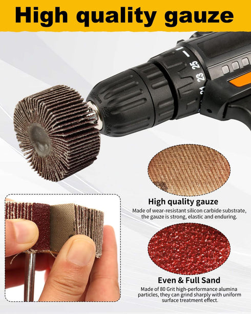 8 Pcs Flap Wheel Sander Set, 1/4" Shank 8Size Flapper Wheel for Removing and Polishing Rust Paint (80 Grit)