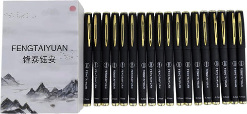 Fengtaiyuan Gel Ink Rollerball Pens, Comfortable Non-Slip Grip, Black Ink, Fine Point, 0.7mm, 18-Piece Box