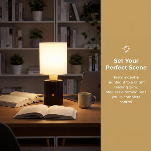 Dimmable Modern Cordless Table Lamp - Rechargeable Battery Operated Desk Lamp with Touch Control, Small Bedside Lamps