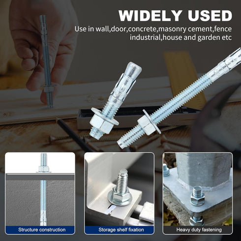 1/4"x2-1/4" Wedge Anchor by Zinced, Heavy-Duty Fastener for Cement and Concrete (20pcs Pack)