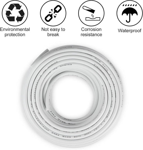 50FT 18 3 18AWG 18/3 Gauge Wire Conductor, Electrical Wire, Oxygen Free Stranded Tinned Copper Wire, Insulated Low