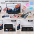 Varhomax Glass Desk Whiteboard - Black with Calculator, Desktop Dry Erase Board with Storage for Home and Office