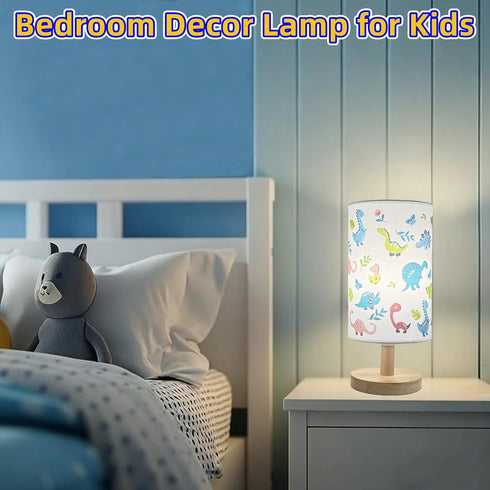 HAKSEIFA 3 Dinosaur Kids Lamp for Bedroom Kids Bedside Table Lamps Colors Nightstand Night Light with Dino Cartoon