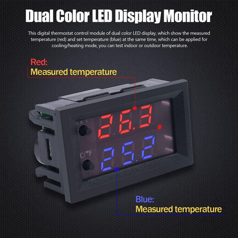 Twidec/DC 12V Programmable Temperature Controller -50 to 110 ? Red/Blue LED Display Heating/Cooling Thermostat with NTC