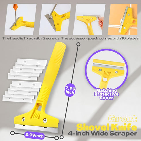 Grout Removal Tool Kit: 24-in-1 Caulking Tools with Silicone Glass Glue, Scraper & Finishing Tools for Home Renovation