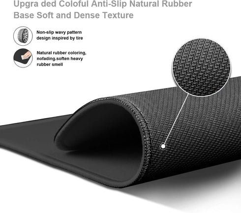 Mouse Pad with Non Slip Rubber Base, Upgraded Gaming Mat, Black Premium Textured Waterproof Mousepad