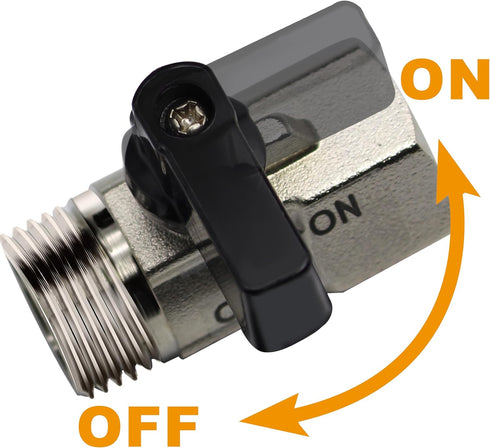 YOO.MEE Shut-Off Brass Ball Valve - 1/2'' Standard Connections with Polished Chrome Finish