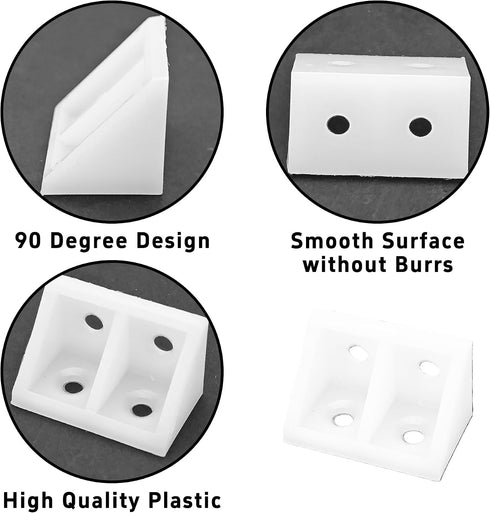 AUXBC 50PCS 19mm/0.75 90 Home(4 White Plastic Corner Bracket L Shape Right Angle Bracket Corner Brace Degree Shelf