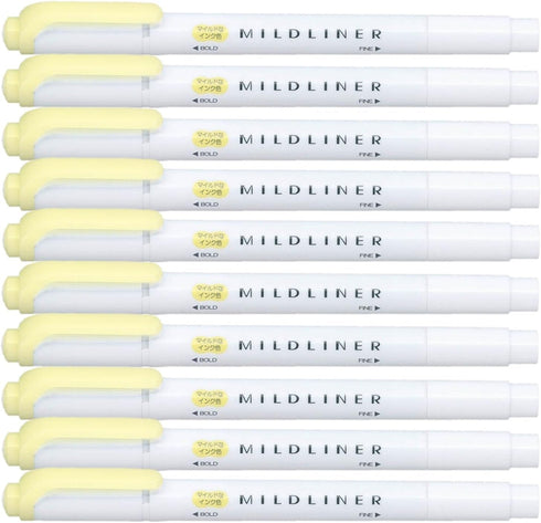 Highlighter Pen Markers, Mild Yellow (WKT7-MY), Pack of 10