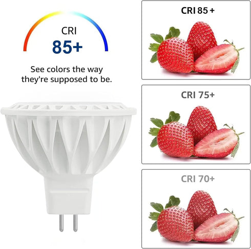MR16 LED Bulbs, 50W Halogen Equivalent Landscape Light Bulbs, 2700K Warm White 5W GU5.3 12V Spotlight Bulb (6 Pack)