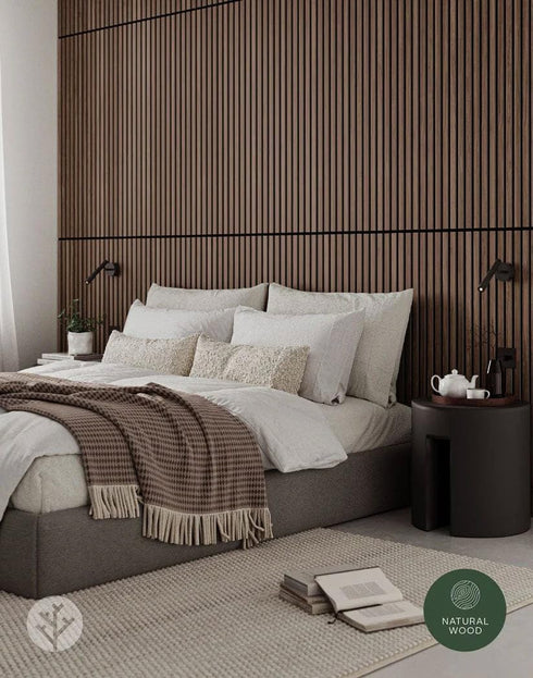 1pc WVH Luxury American Walnut Acoustic Slat Wood Wall Panel Sample, Premium Finish, Interior Decor for Walls