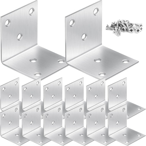 CLRBEATTY 20 Pcs Metal Corner Braces, 2 Inch 90 L Brackets with Screws,