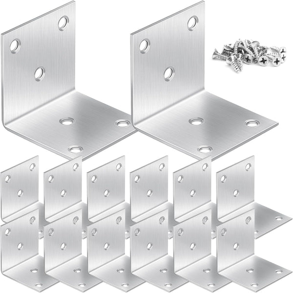 CLRBEATTY 20 Pcs Metal Corner Braces, 2 Inch 90 L Brackets with Screws,