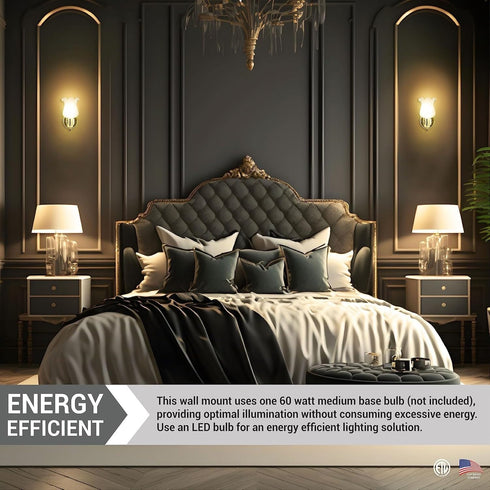 4.5 Inch 60W E26 (Bulb Diodesy- Vintage Wall Sconce Tulip Glass Shade Fixture Max Socket Not Included) Modern Flower