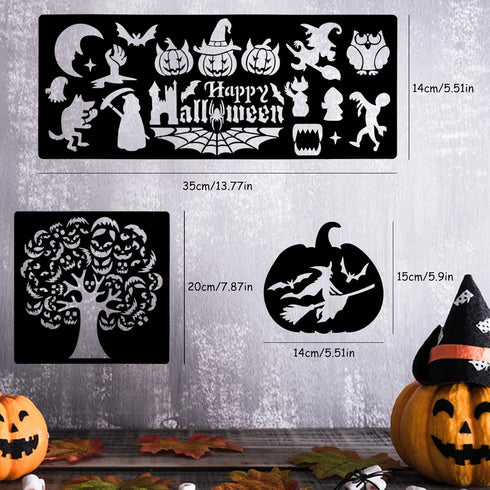 28 pcs Halloween Stencils by lyfLux - Pumpkin Carving and Painting Stencils for DIY Artistic Creation