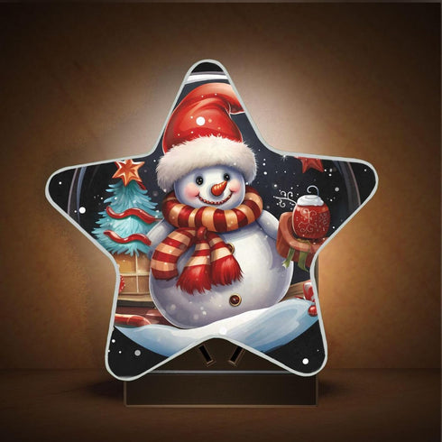 ALAZA Merry Christmas Snowman Tree Black Star Shaped LED Night Light Dusk to Dawn Sensor Plug in Night Home Decor Desk