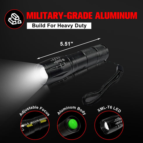 Tactical Flashlights High Lumens 4 Pack, 2000 Lumens Zoomable LED Flashlight, Water Resistant Portable for Home