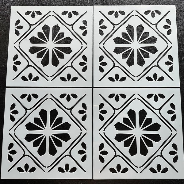 HELLATHUND 4Pcs Reusable Tile Stencils 12x12, Large Concrete Stencils for Painting Floors and Walls