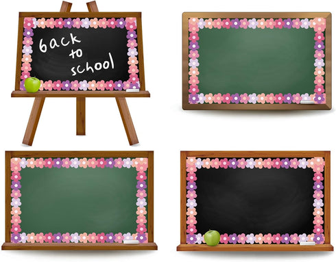 Whaline 32.8ft Preppy Hippie Flower Bulletin Board Borders - Y2K Pink Purple Die-Cut Trim for School Decor