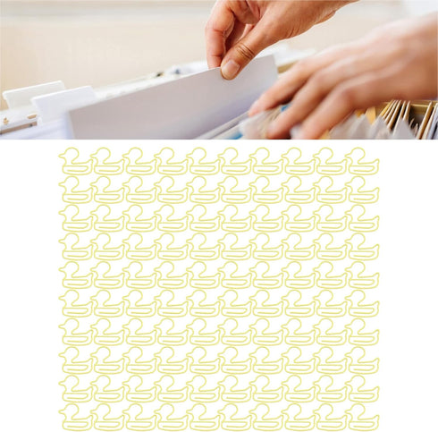 Duck Paper Clips 100pcs, Cute Yellow Duckling Design for Organizing Office School Paper Files