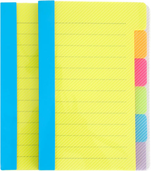 Sticky Notes Set, 2 Pcs Tabbed Self Stick Lined Note Pad Tabs, Portable Stickers, Bright Color Writing Pads Supplies