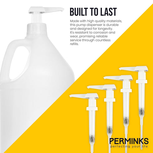 1 Gallon Pump Dispenser - Gallon Pump for Shampoo, Detergent, Lotion & Body Wash, Liquid Dispenser Pump for Condiments, Syrups & Flavorings, Pump Dispenser for Epoxy, Glue and Paints - 4 Pack